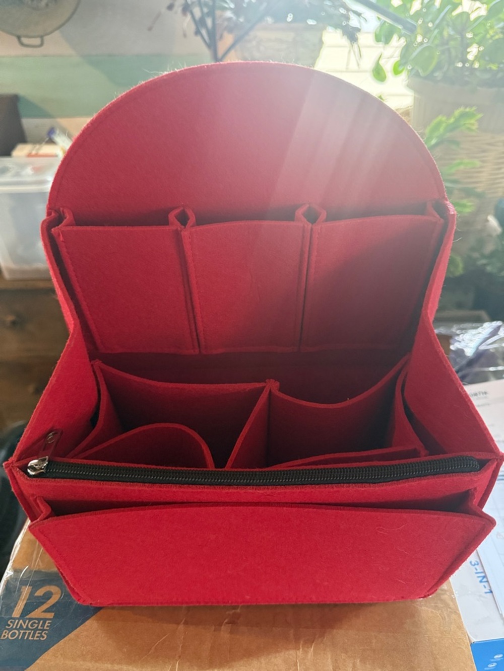 Red Felt Purse or backpack Organizer Insert